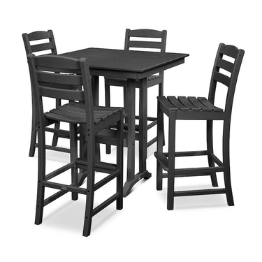 POLYWOOD La Casa Cafe 5-Piece Farmhouse Trestle Bar Set - Black